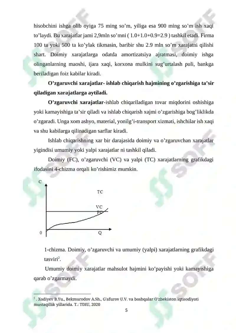 Iqtisodiy xarajatlar, uning tarkibi va turlari 5