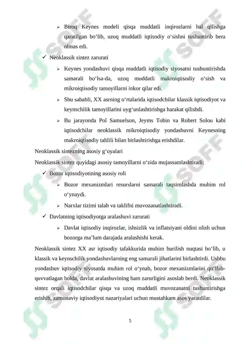 Neoklassik sintez bosqichlari: A. Mardhall va P. Samuelson 5