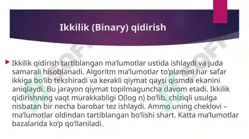 Ma’lumotlarni qidirish usullari, algoritmlari va ularning samaradorligi 5