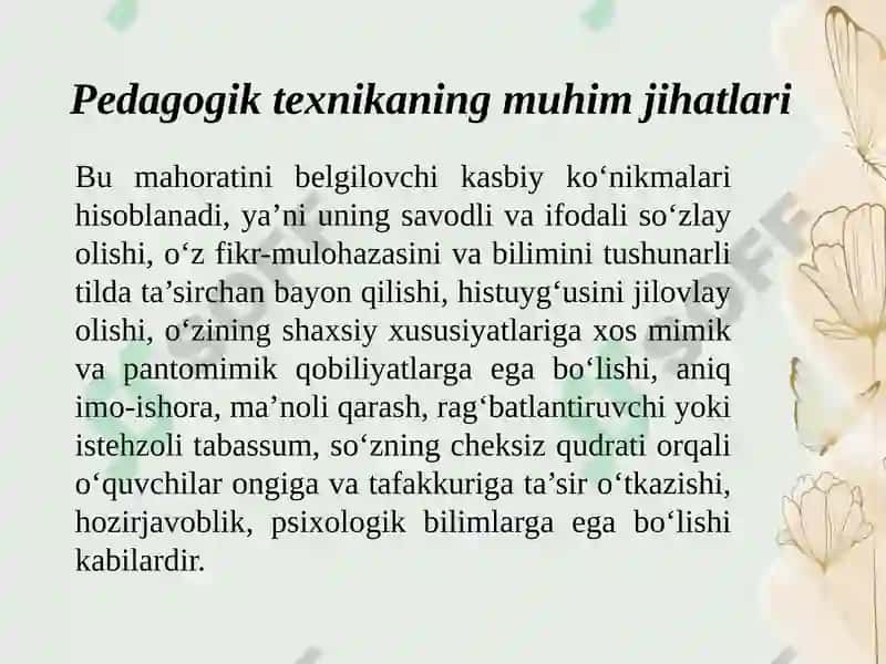 Pedagogik texnikaning asosiy tarkibiy qismlari 5