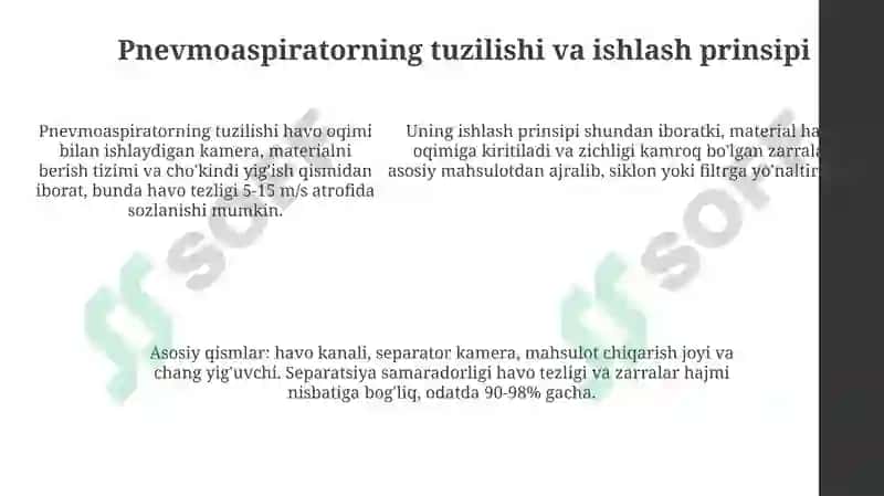 Pnevmoaspirator va xavo separatorlari 5