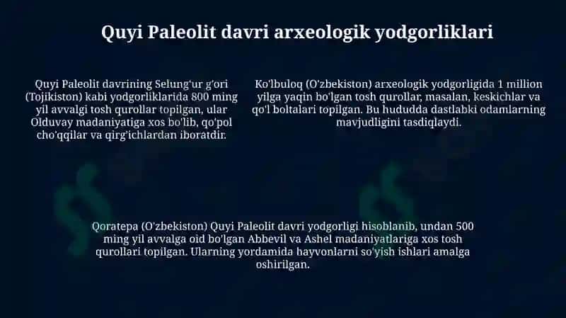Oʻrta Osiyo paleolit davrida 5