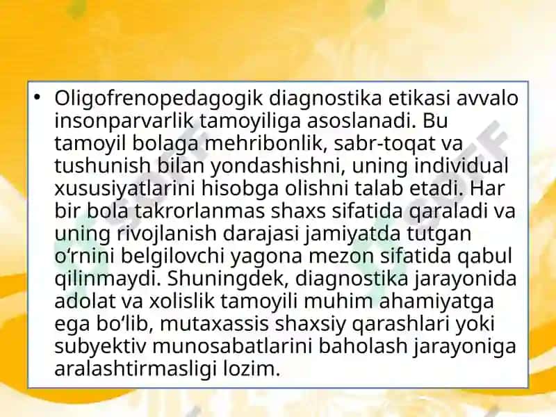 OLIGOFRENOPEDAGOGIK DIAGNOSTIKA ETIKASI 5