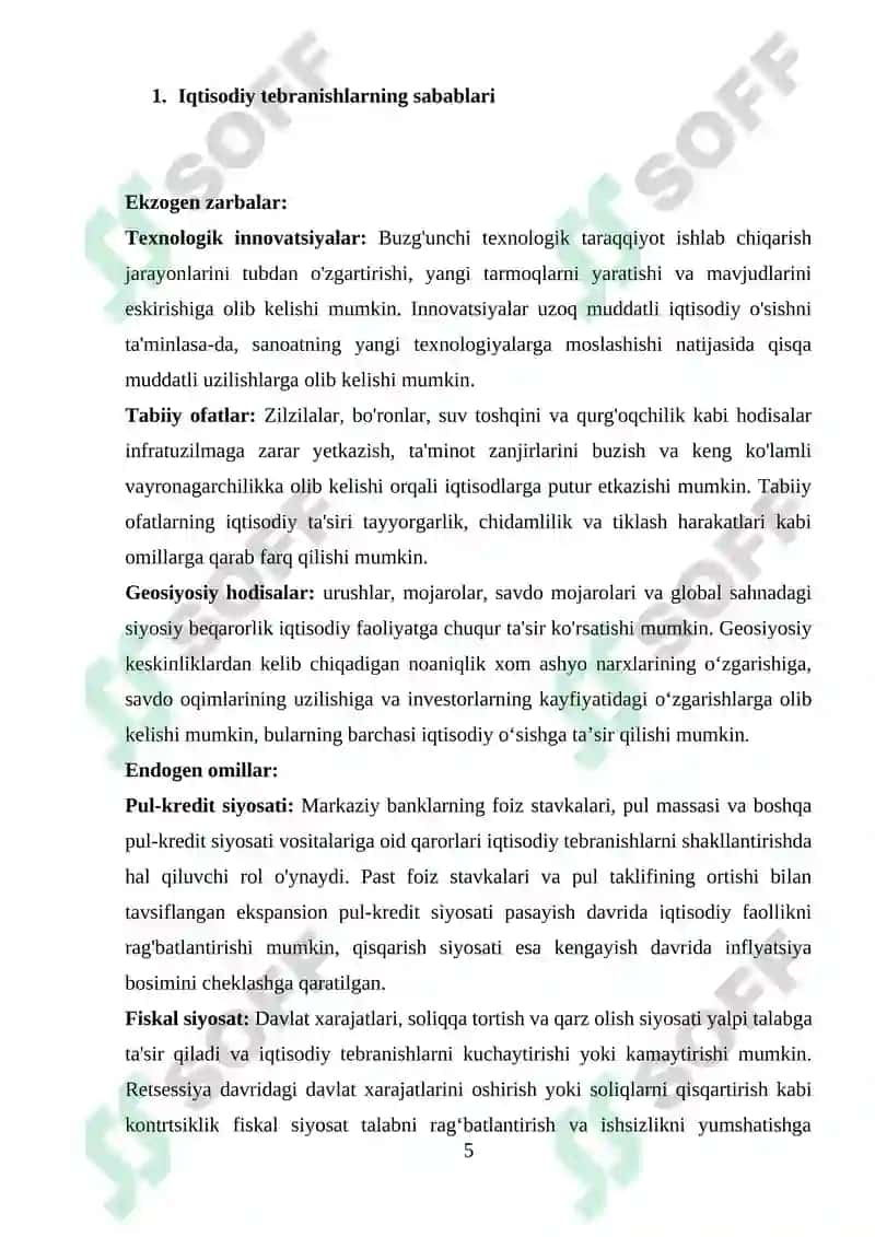 IQTISODIY TEBRANISHLAR. ISHSIZLIK 5