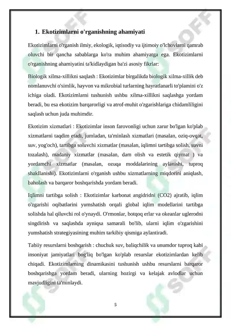 Ekotizim va ularning tasniflanishi 5