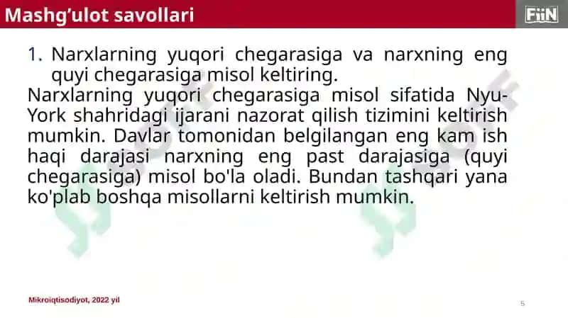 Mikroiqtisodiyot, 2022 yil 5
