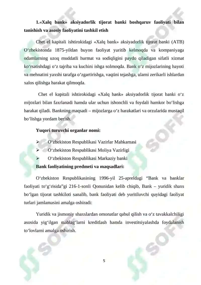 "Xalq bank" amaliy hisobot 5
