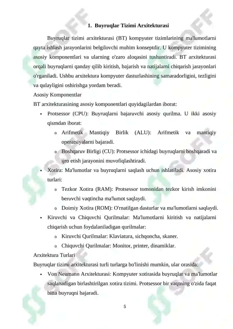 Buyruqlar tizimi arxitekturasi 5