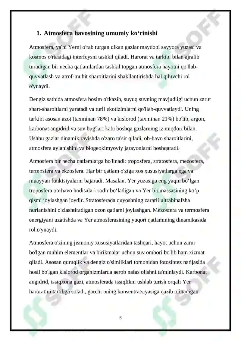 ATMOSFERA HAVOSINING EKOLOGIK FUNKSIYASI 5