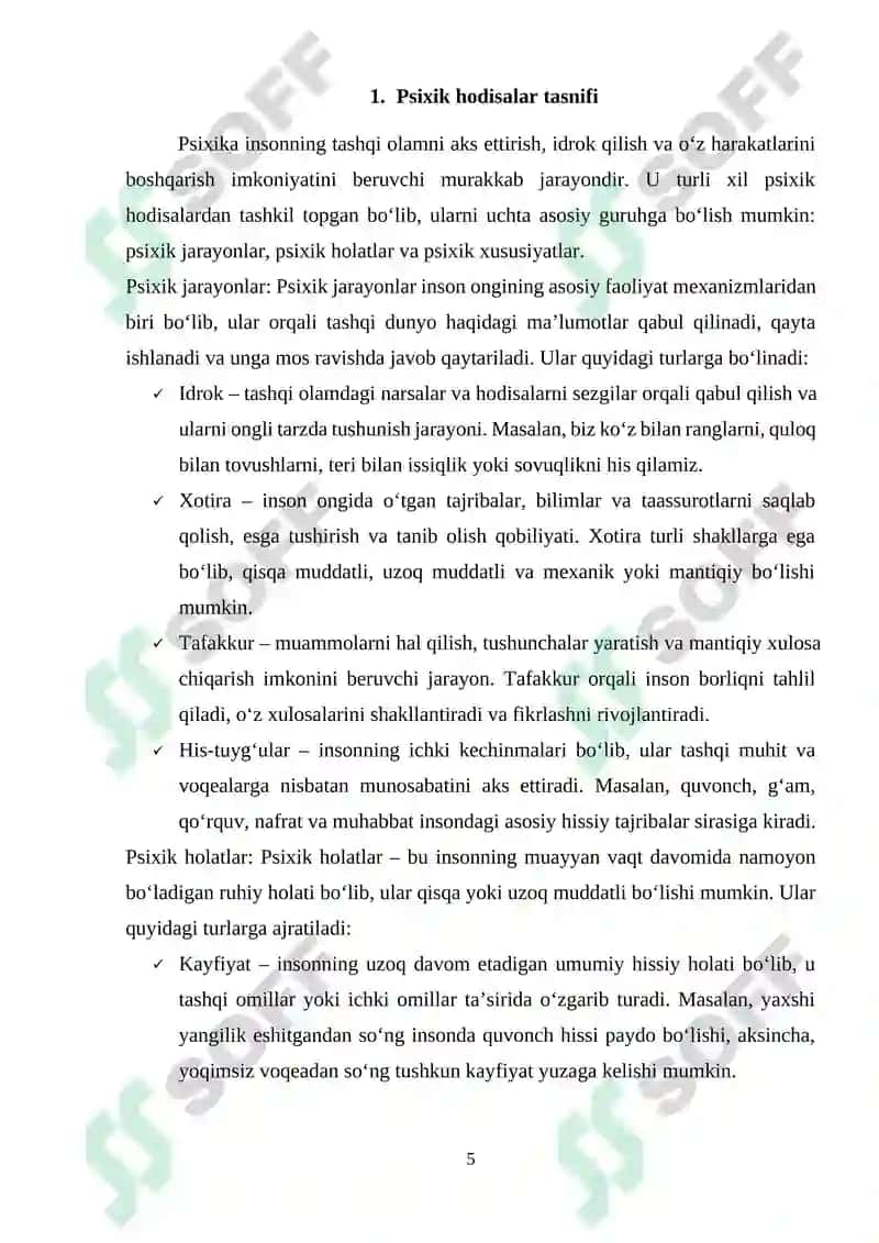 Psihika va psihik hodisalar olami 5