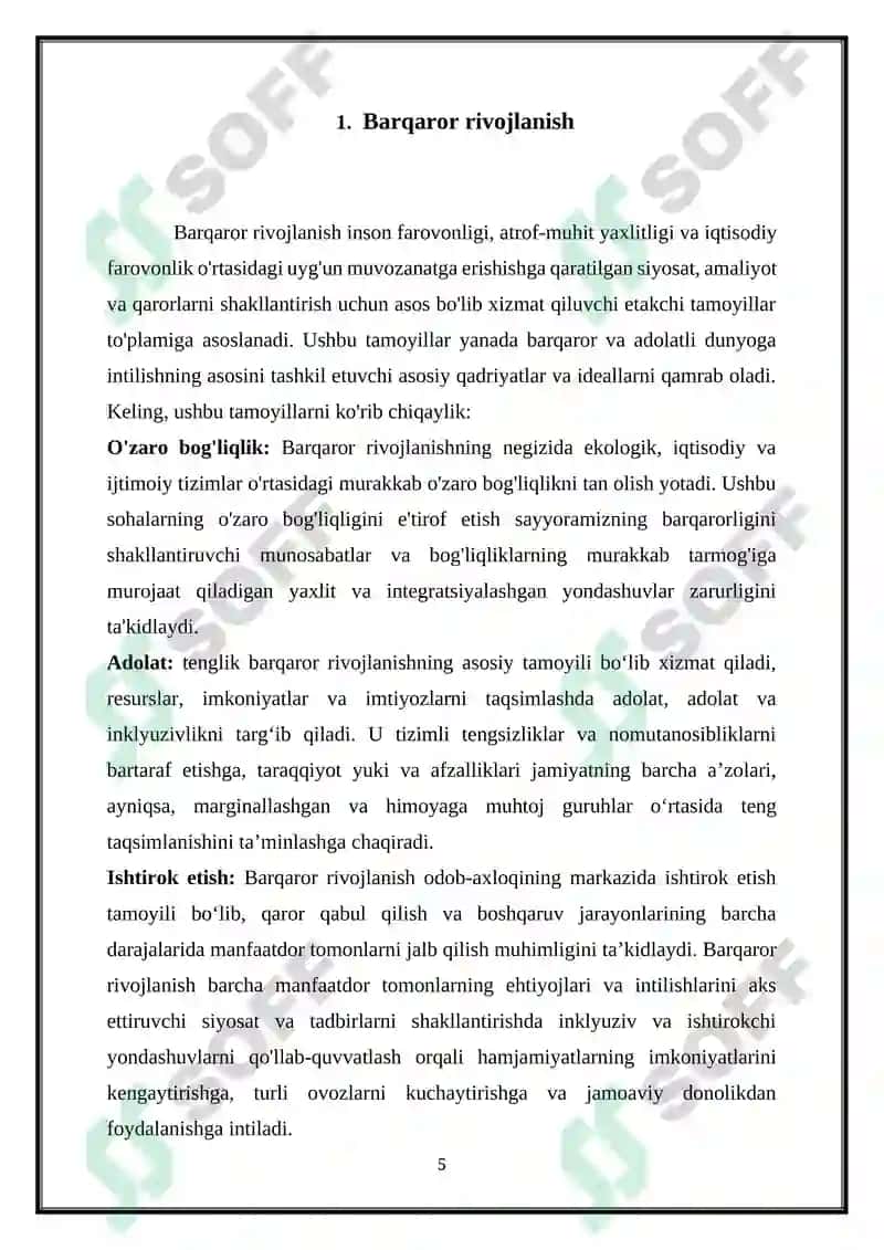Barqaror rivojlanish mavzulari 5