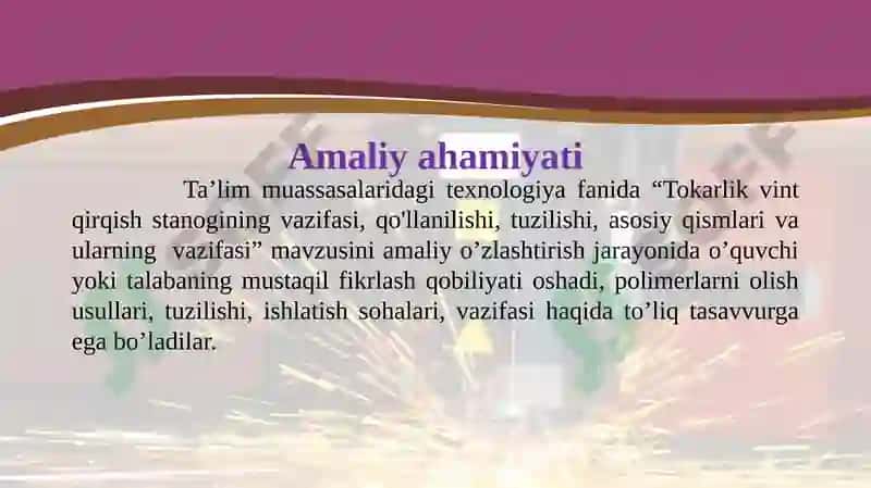 Tokarlik vint qirqish stanogining vazifasi 5
