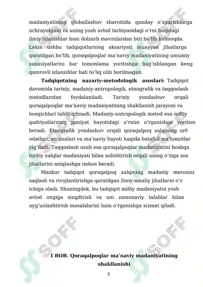 QORAQALPOQLAR MA‘NAVIY MADANIYATINING O'ZIGA XOSLIGI 5