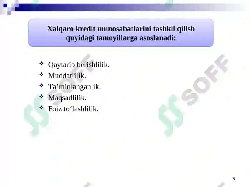 Xalqaro kredit munosabatlari 5