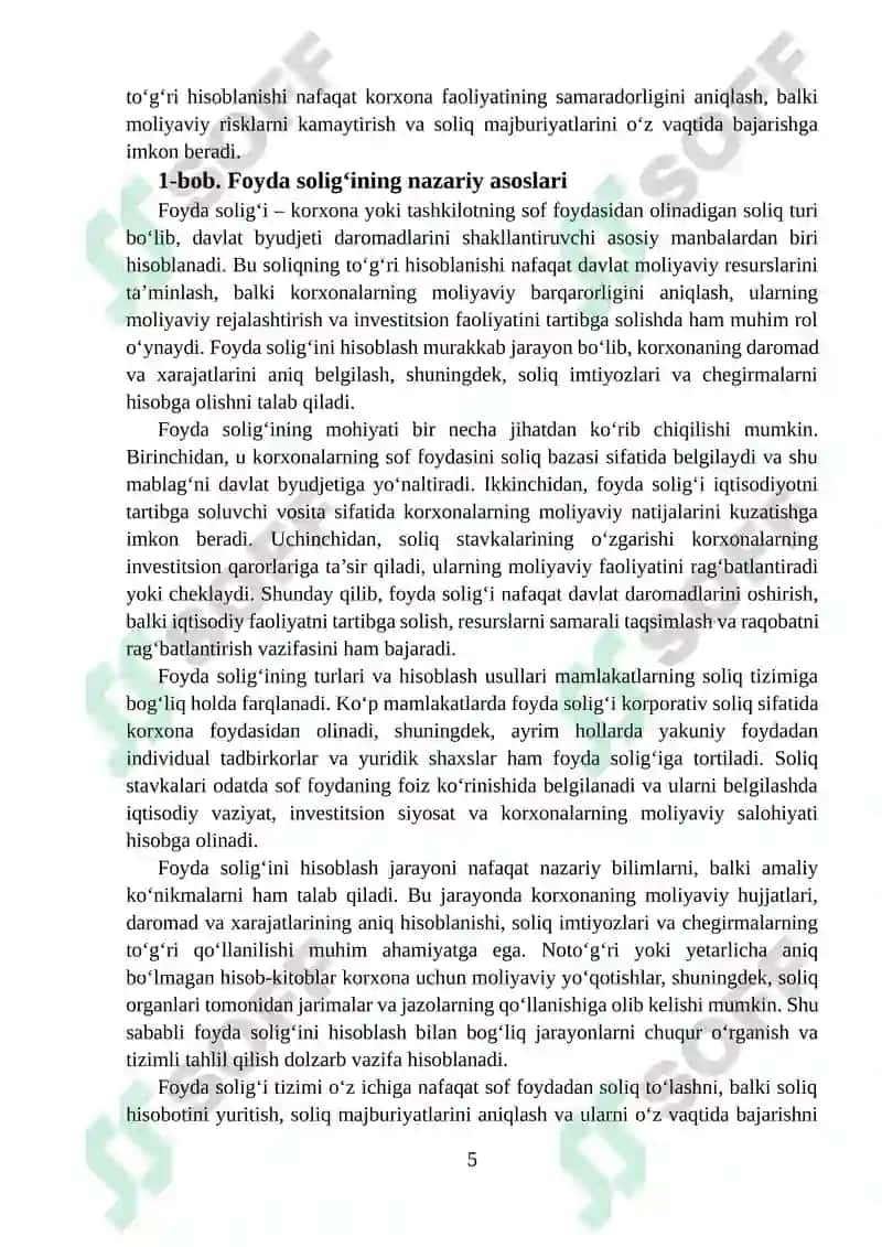 FOYDA SOLIG'INI HISOBLASH 5