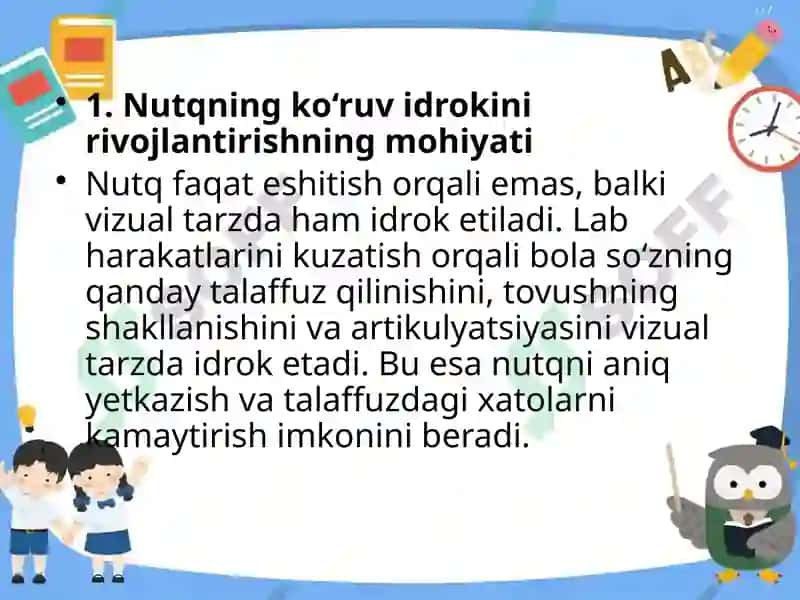 Nutqning ko’ruv idrokini rivojlantirish (Labdan O’qish) 5