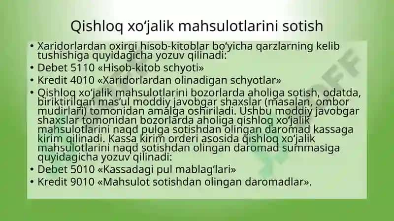 Qishloq xo‘jalik korxonalarida buxgalteriya hisobini 5