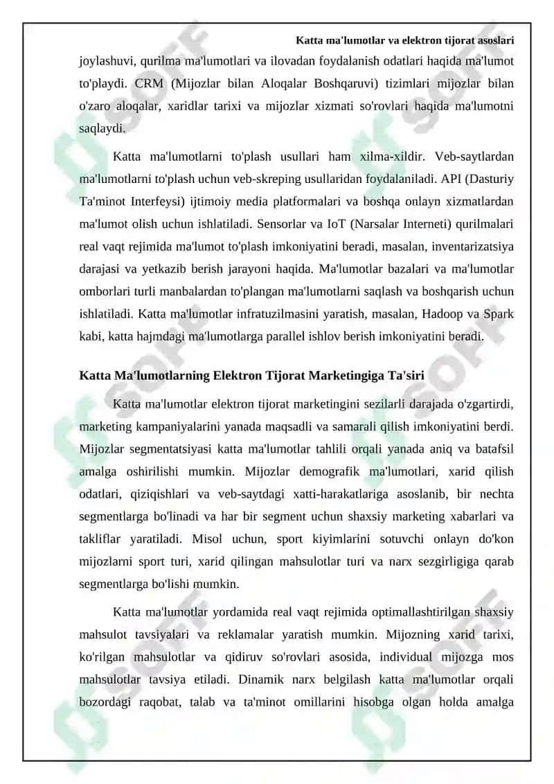 Big Dataning elektron tijoratdagi roʻli 5