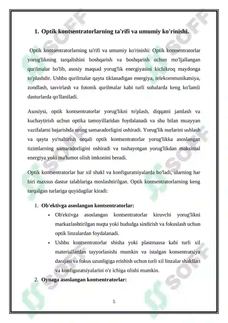 Optik konsentrator 5