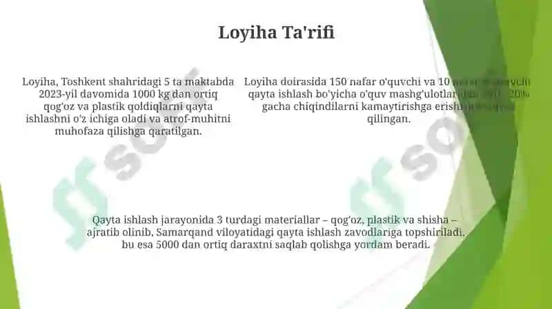 Qayta ishlab chiqarish loyha ishi 5