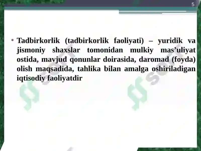 TADBIRKORLIK FAOLIYATI 5