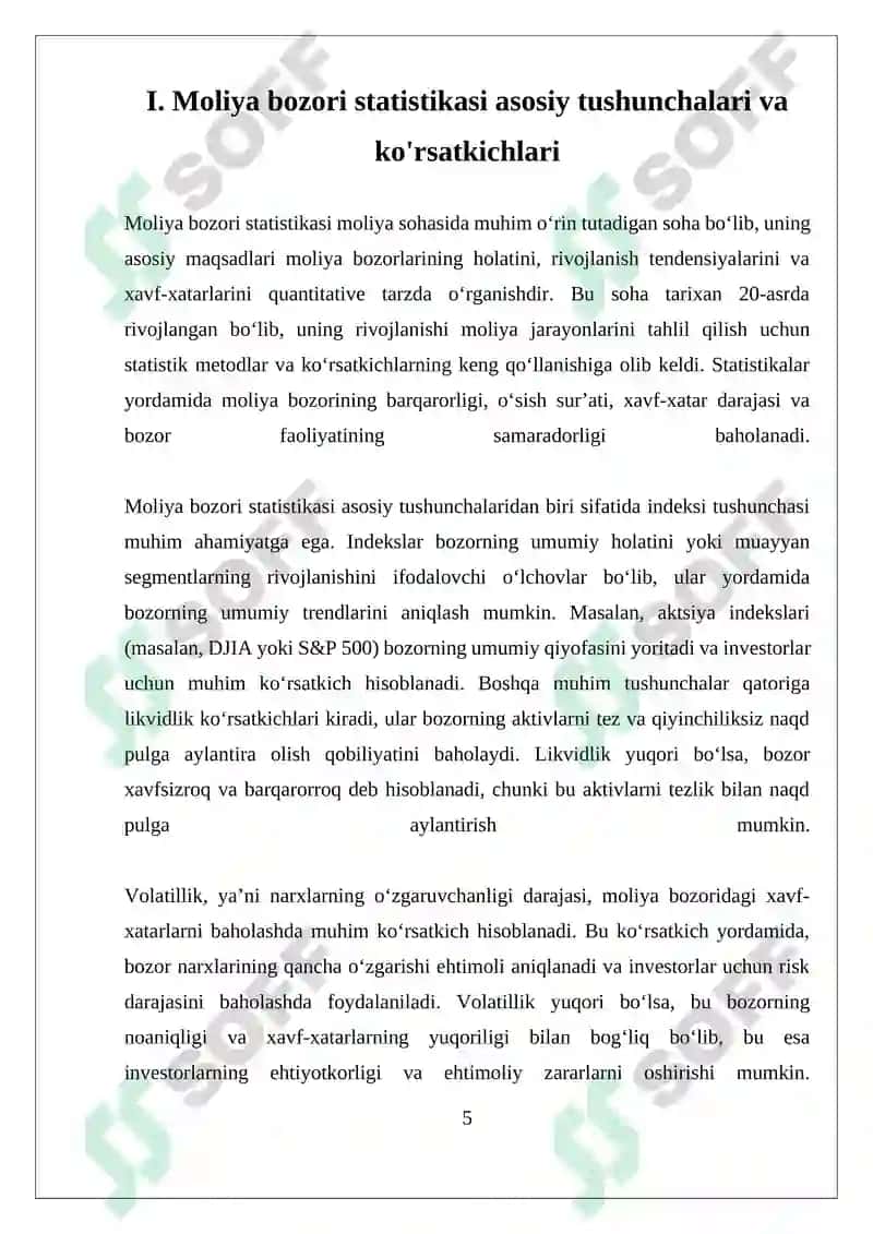 Moliya bozori statistikasi 5