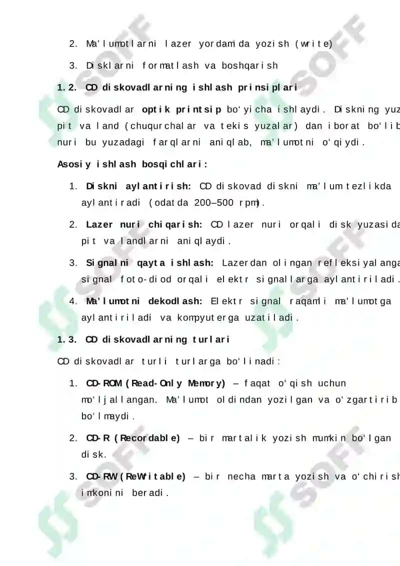 CD VA DVD DISKOVADLAR BO‘YICHA HISOB GRAFIGI LOYIHALASH ISHLANMALARI 5