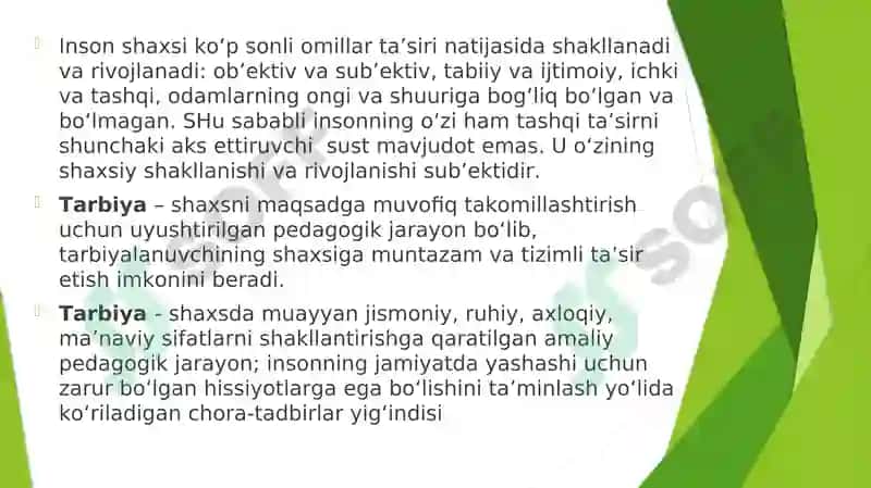 Tarbiya jarayonining mohiyati va mazmuni 5