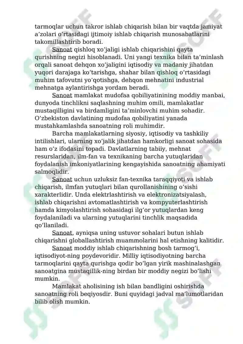 Sanoat-moddiy ishlab chiqarishning eng yirik yetakchi tarmog'i. 5