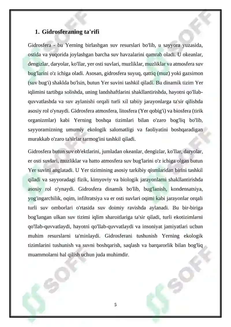 GIDROSFERANING EKOLOGIK FUNKSIYASI 5