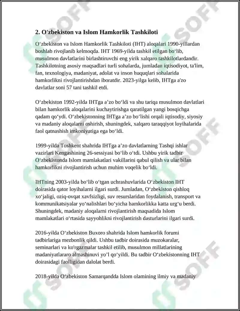 OʻZBEKISTON XALQARO TASHKILOTLAR BILAN HAMKORLIK ALOQALARI 5