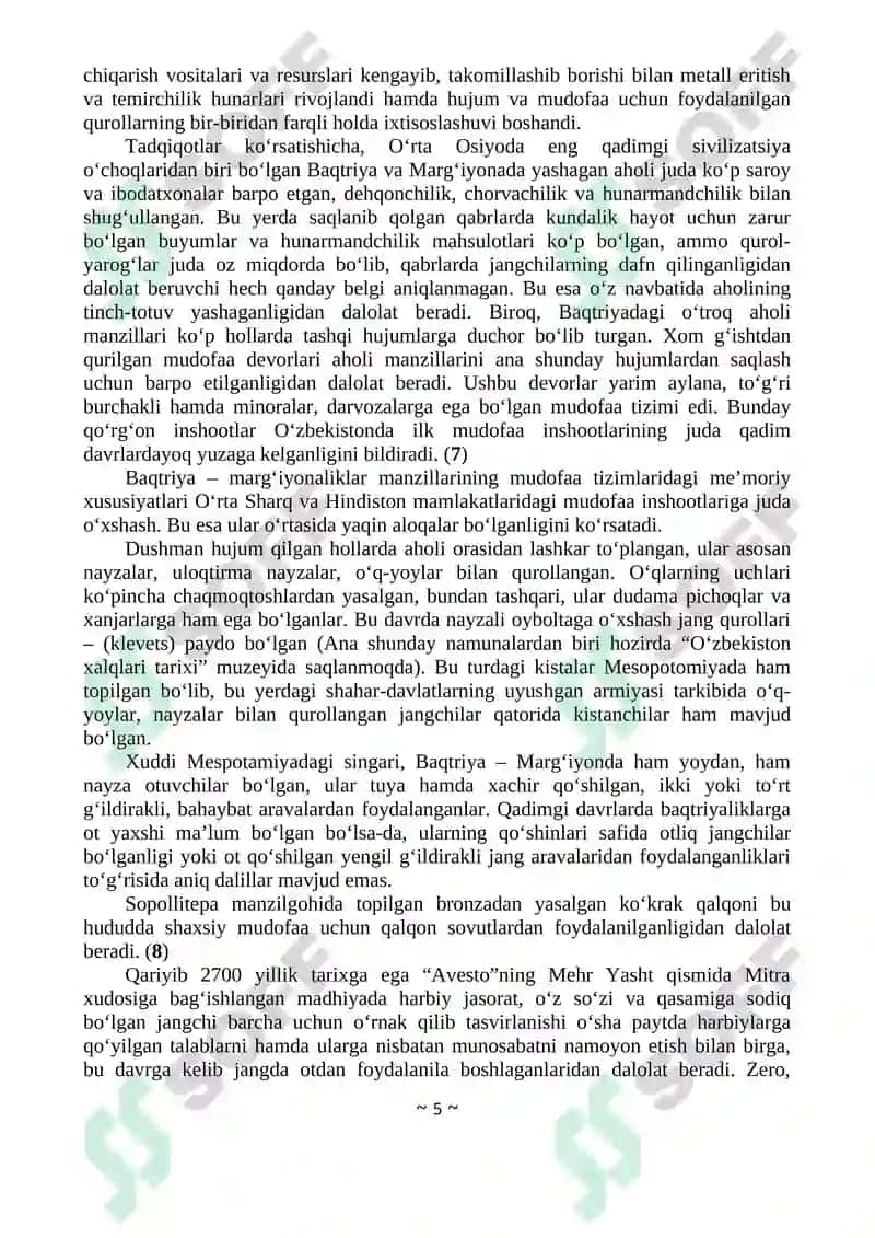 O`zbekistonda Harbiy Ish va San'ati Tarixi Maxsus Kursi 5