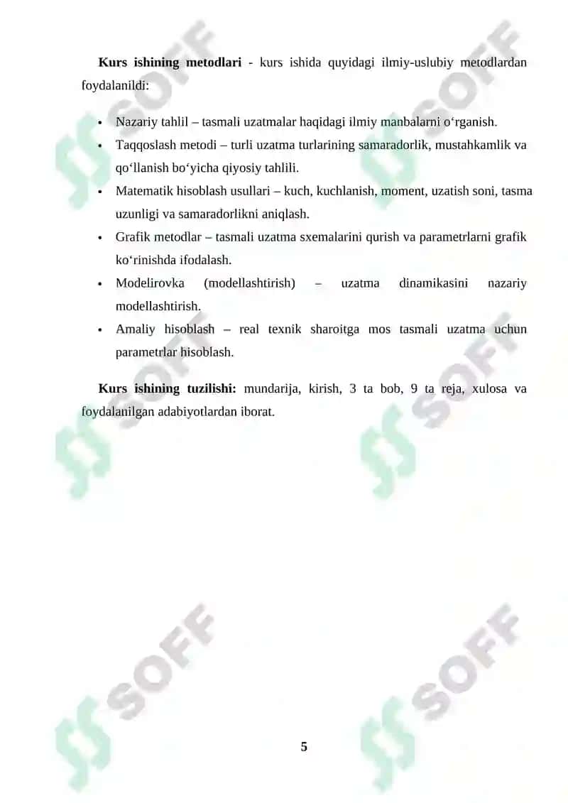 TASMALI UZATMALAR VA ULARNI HISOBLASHNING NAZARIY ASOSLARI kurs ishi 5