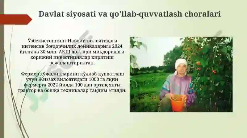 OʻZBEKISTON MEVA VA SABZAVOTCHLIK JAVOXIR 5