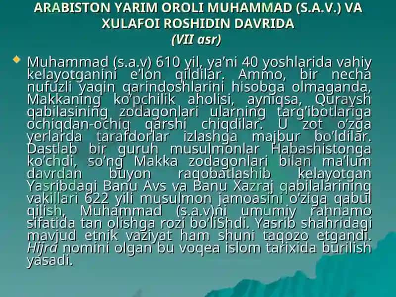 "ARABISTON YARIM OROLI ISLOMGA QADAR(V - VI asrlar)" 5