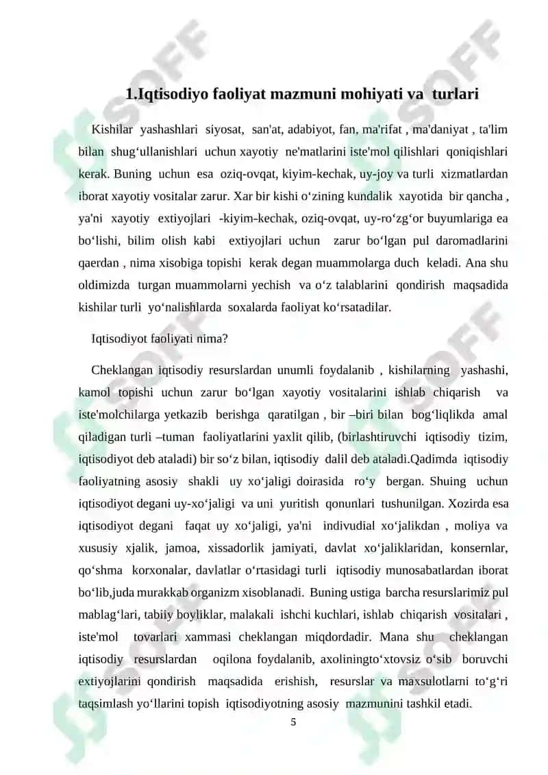 Iqtisodiy faoliyati va uning turlari 5