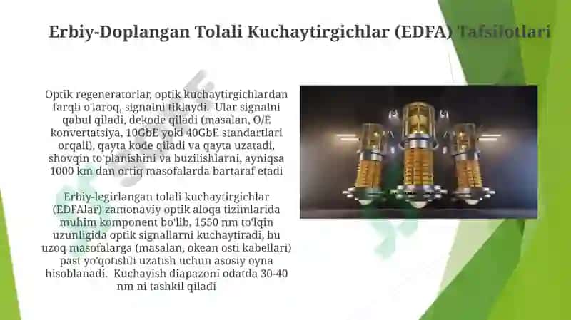 Optik regeneratorlar va optik kuchaytirgichlar 5