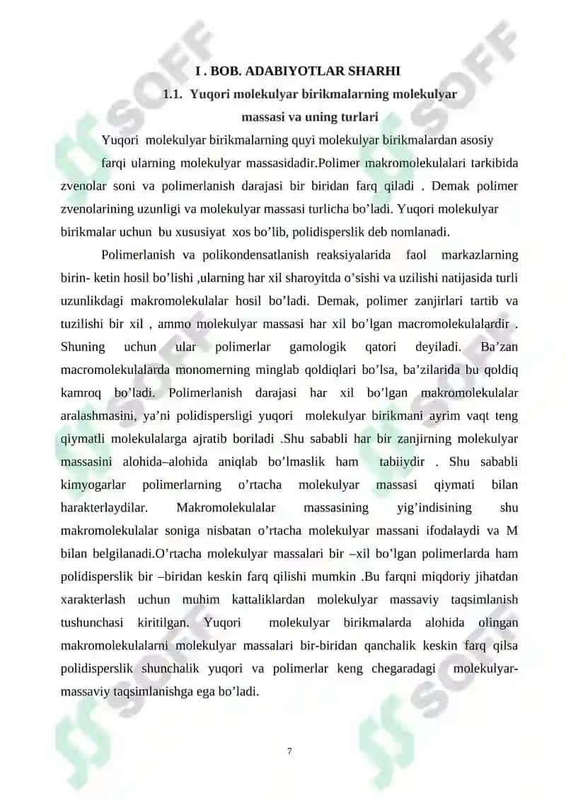 Yuqori molekulyar birikmalarning molekulyar massasi va uni viskozimetrik usulda aniqlash 5