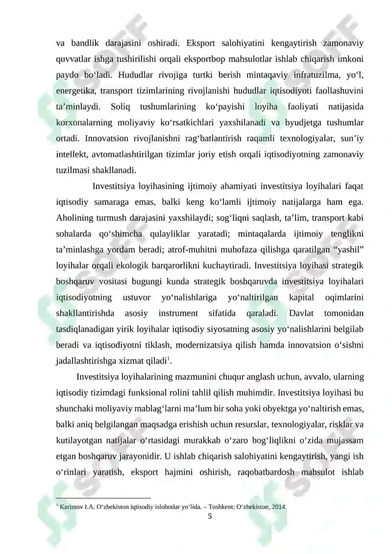 Investitsiya loyihalarining tasniflanishi 5