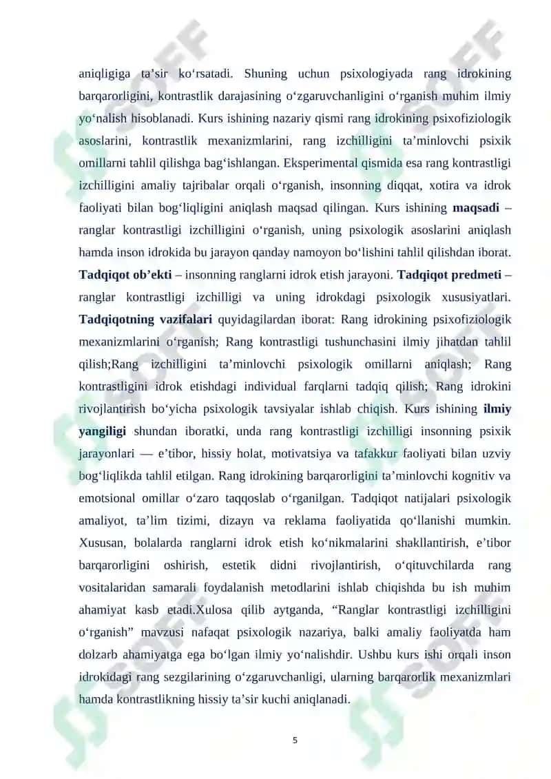 "RANGLAR KONTRASTLIGI IZCHILLIGINI O’RGANISH" 5