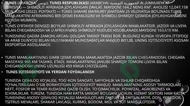 TUNIS mamlakati bojxona  siyosati tahlili 5
