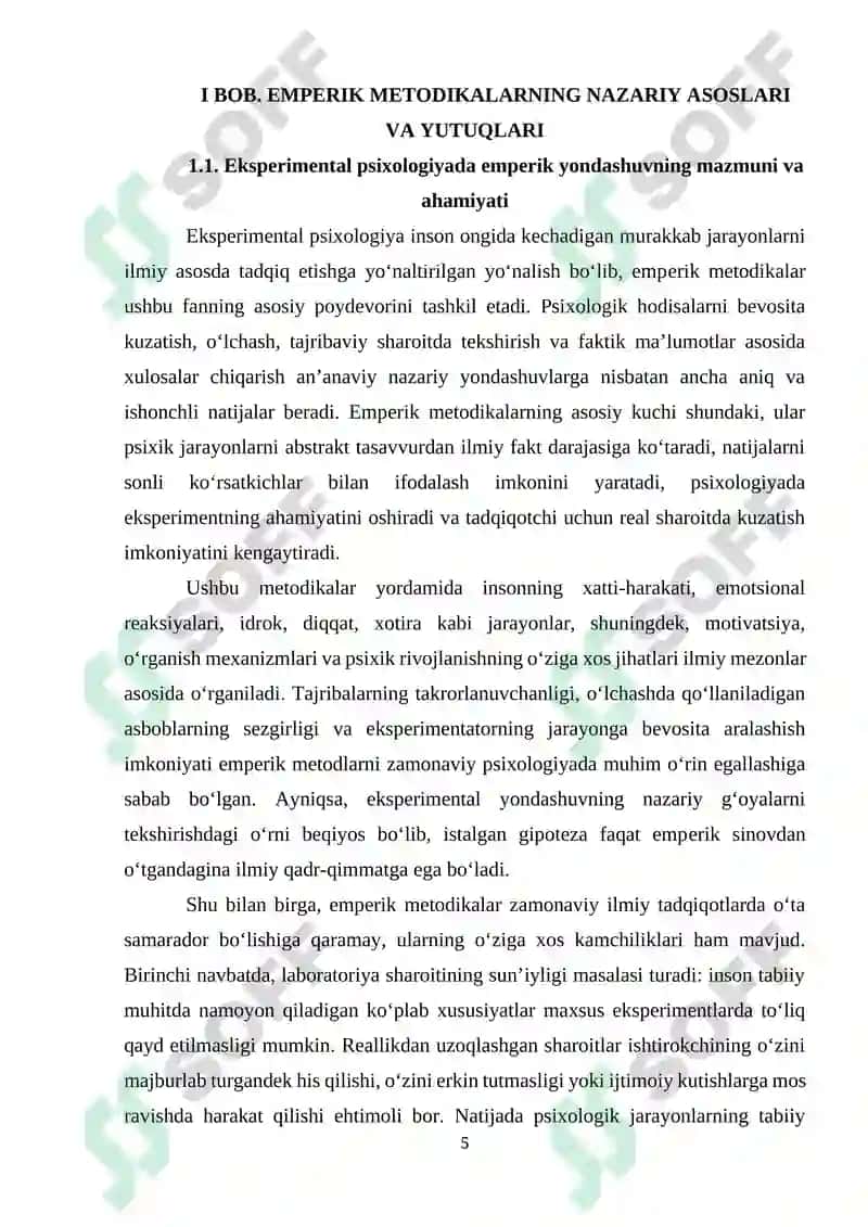 Eksperimental psixologiyada emperik metodikalarning yutuq va kamchiliklari. 5