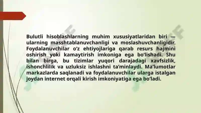 Bulutli hisoblashlar (Cloud compyuting) va ularning asosiy tushunchalari 5