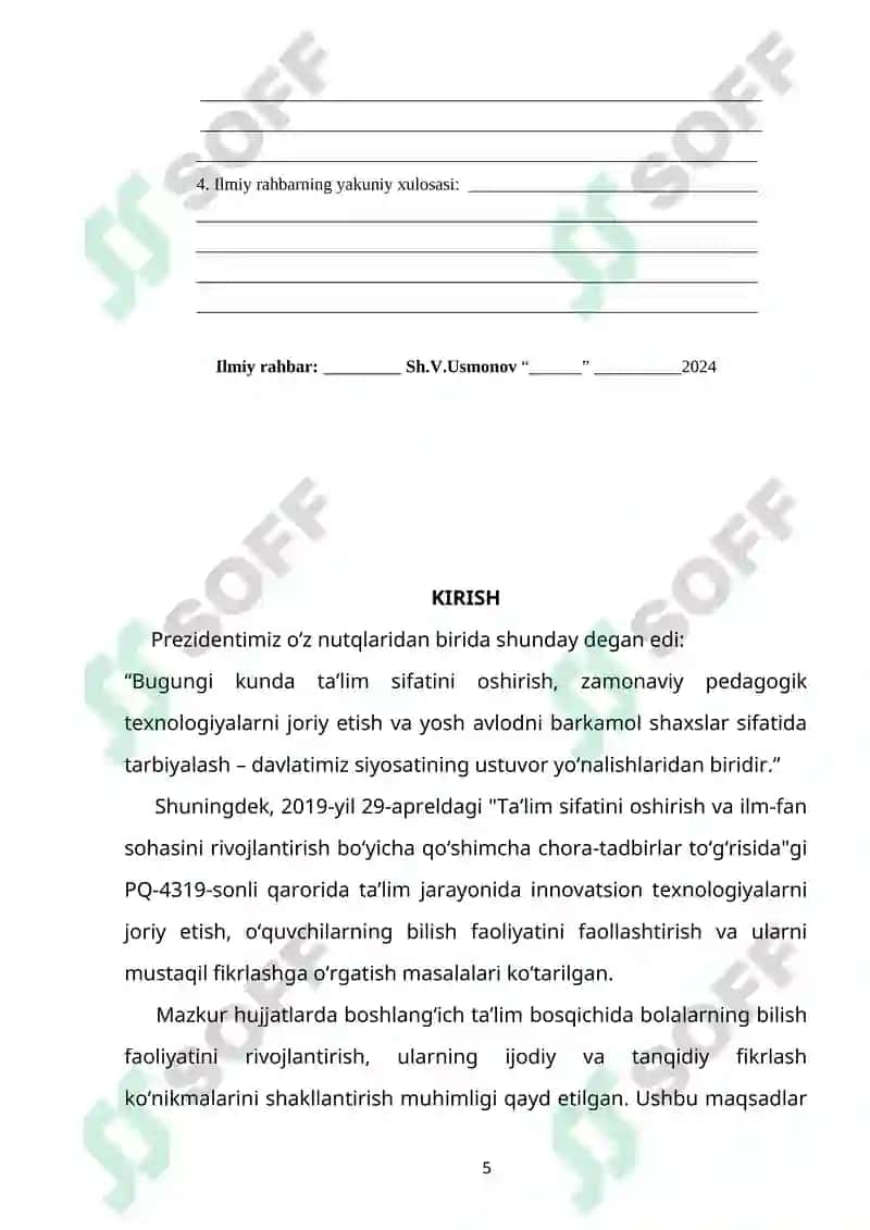 Boshlang'ich sinflarda matematika o'qitish 5