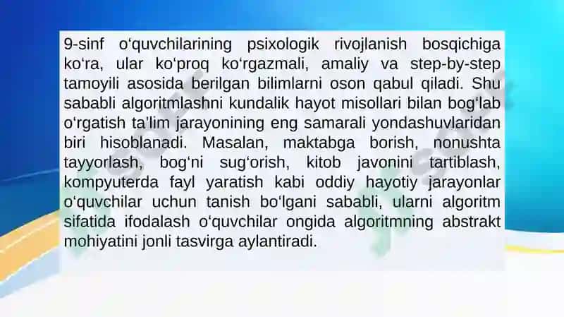 "9-sinfda Algoritmlash va dasturlash asoslari mavzusida muammoli o‘qitishni qo‘llash usullari" 5