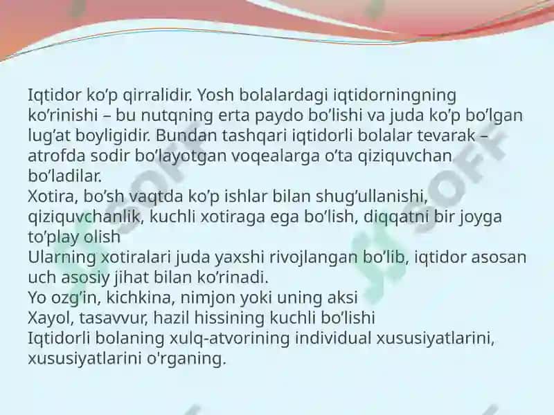 IQTIDORLI OQUVCHILAR BILAN ISHLASH 5