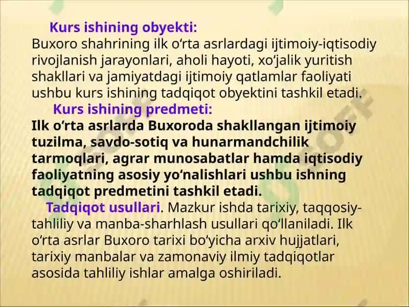 Buxoroning ilk oʻrta asrlarda ijtimoiy-iqtisodiy hayoti. 5