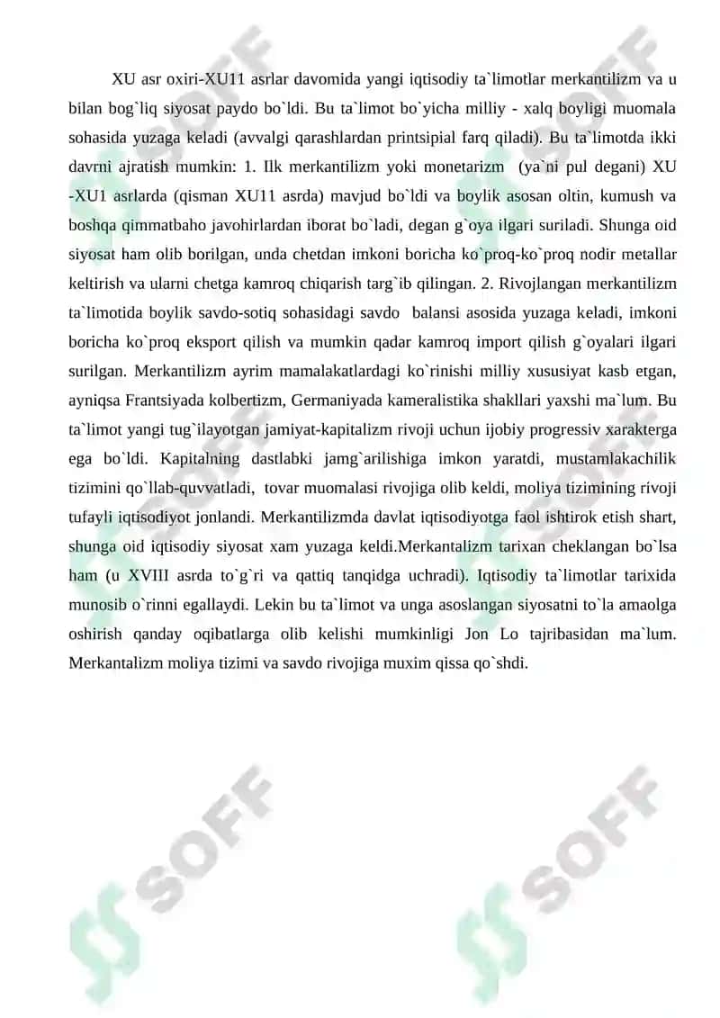 Mеrkantilizm va klassik iqtisodiy maktab 5