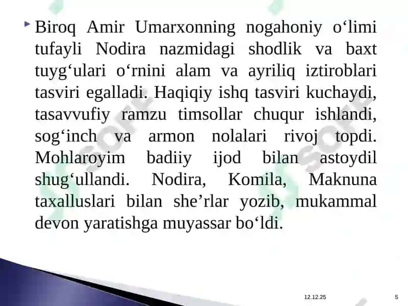 Nodira va Amiriyning hayoti va muhabbat qissasi. 5
