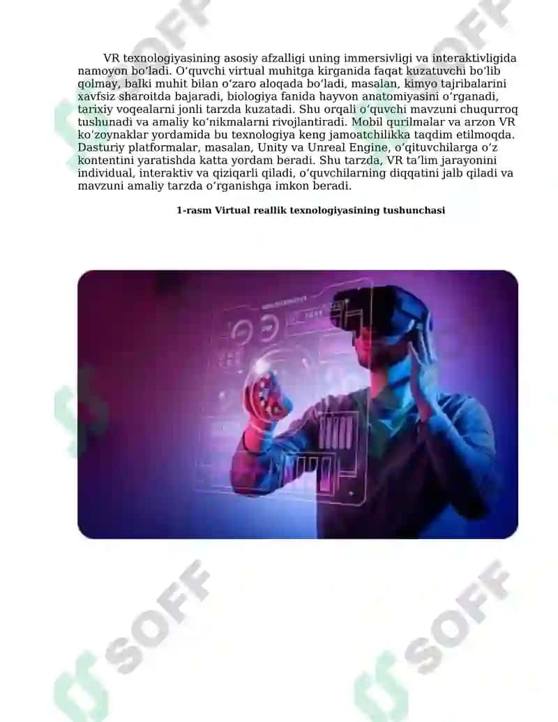 Virtual reallik (VR) texnologiyalari va ta’lim jarayonida qoʻllanilishi 5